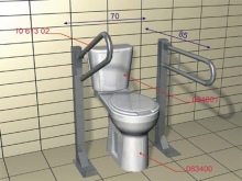 Minimalna odległość między poręczami a wysokością WC