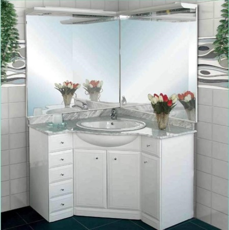 Lavabo encastré avec meuble et miroir